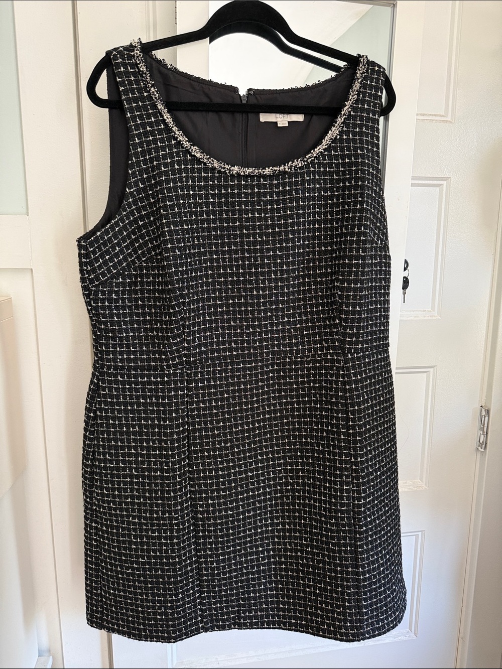 LOFT Black & White Tweed Sleeveless Mini Dress